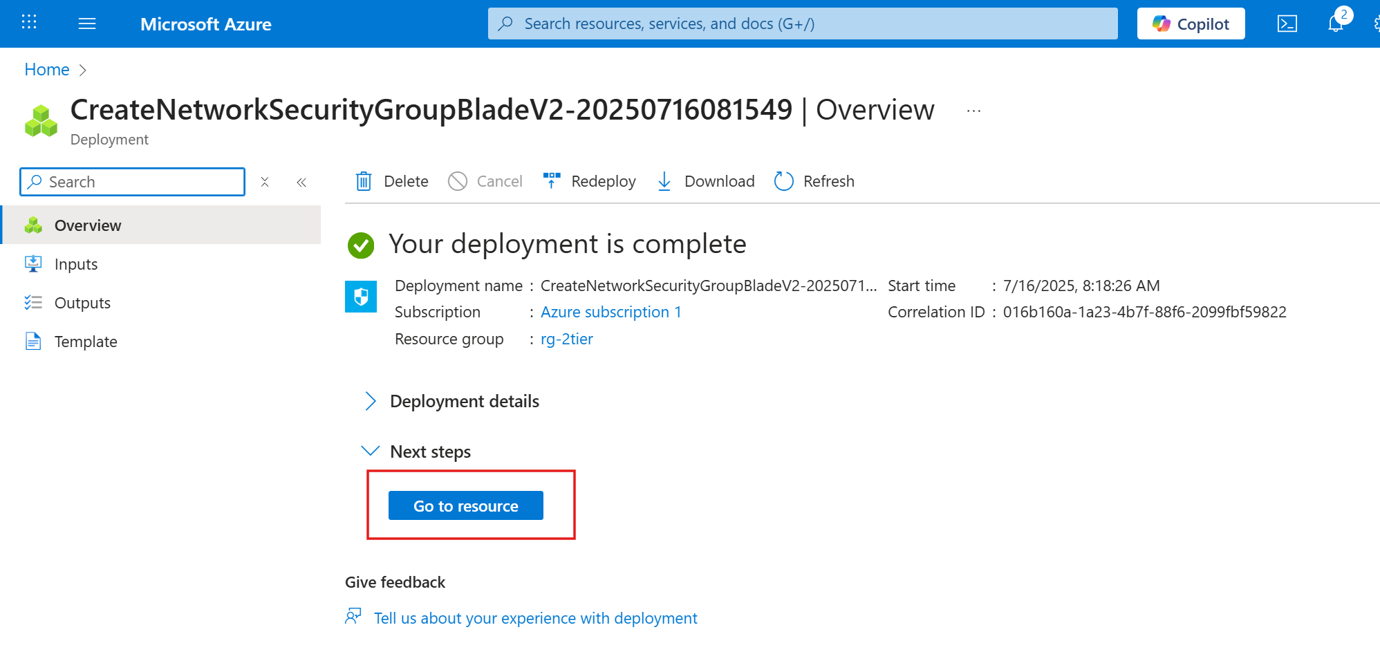 navigate to security group