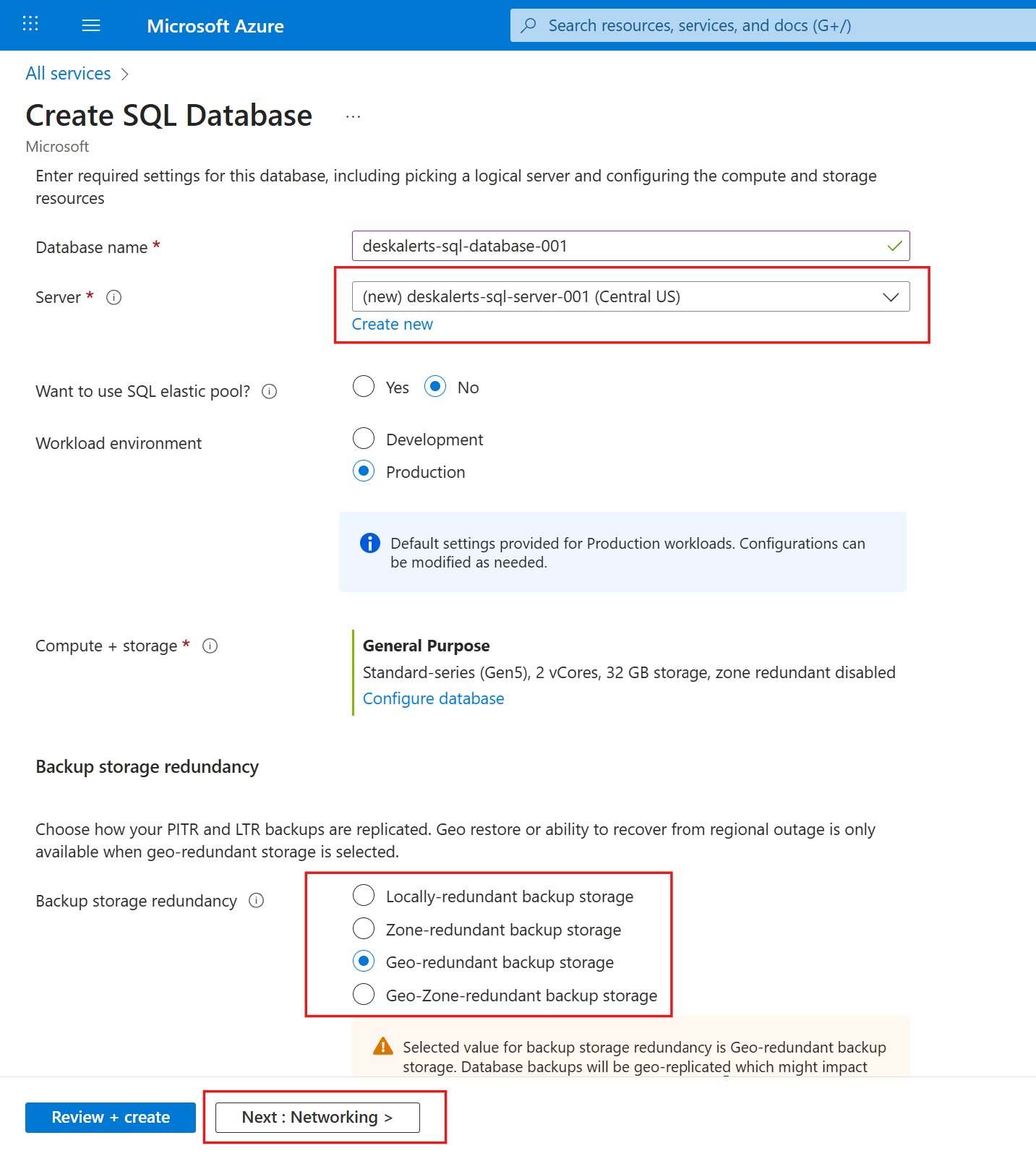 verify new server is selected