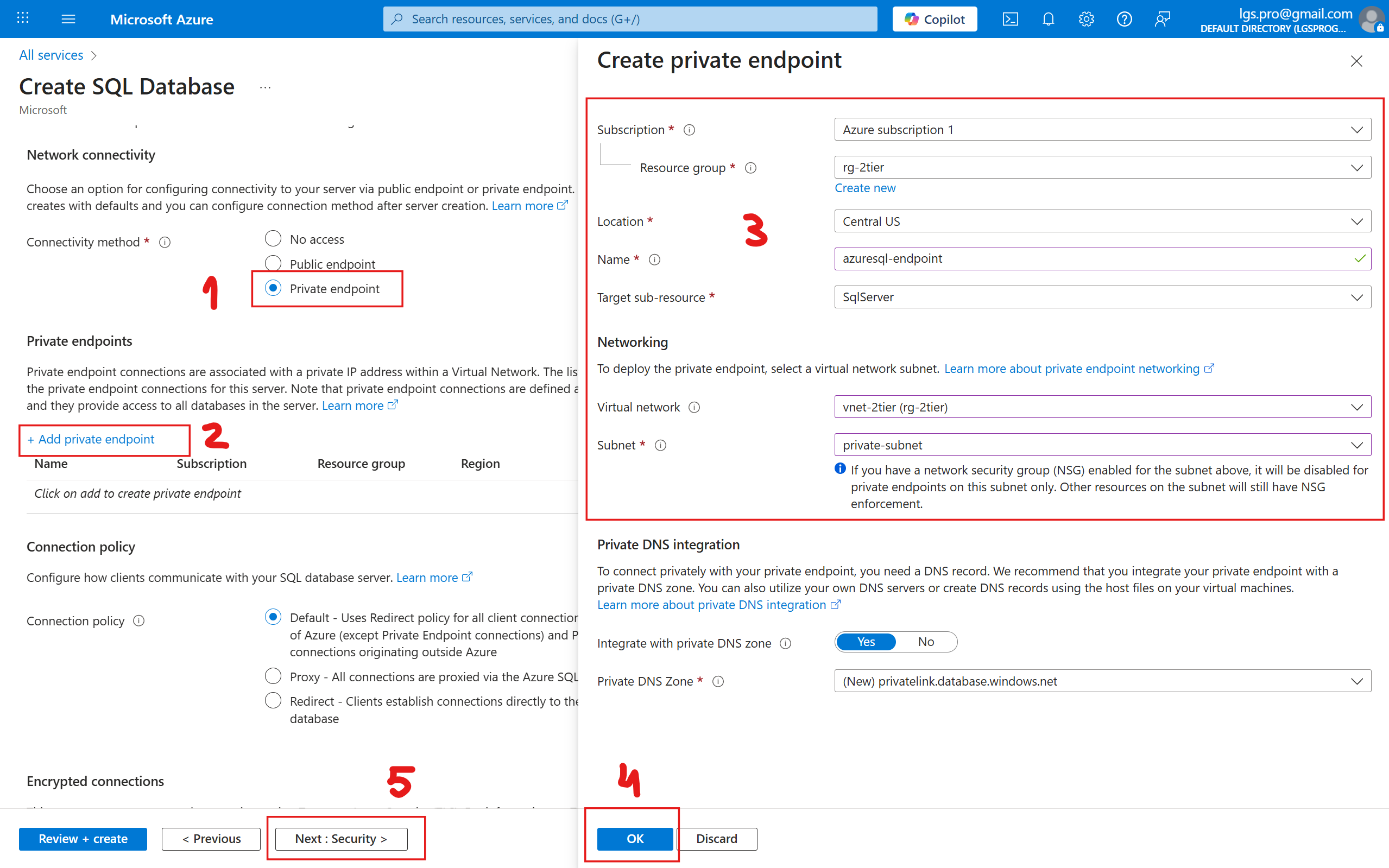 configure private endpoint