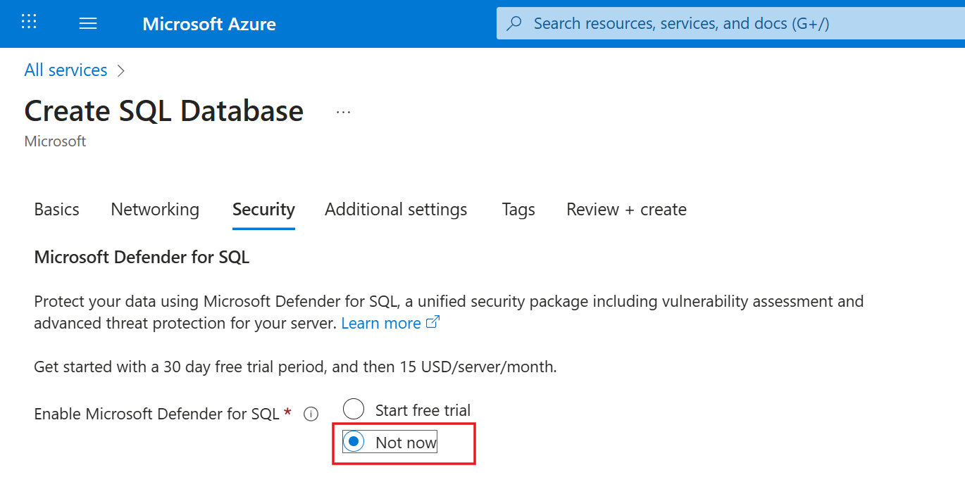 disable microsoft defender for sql