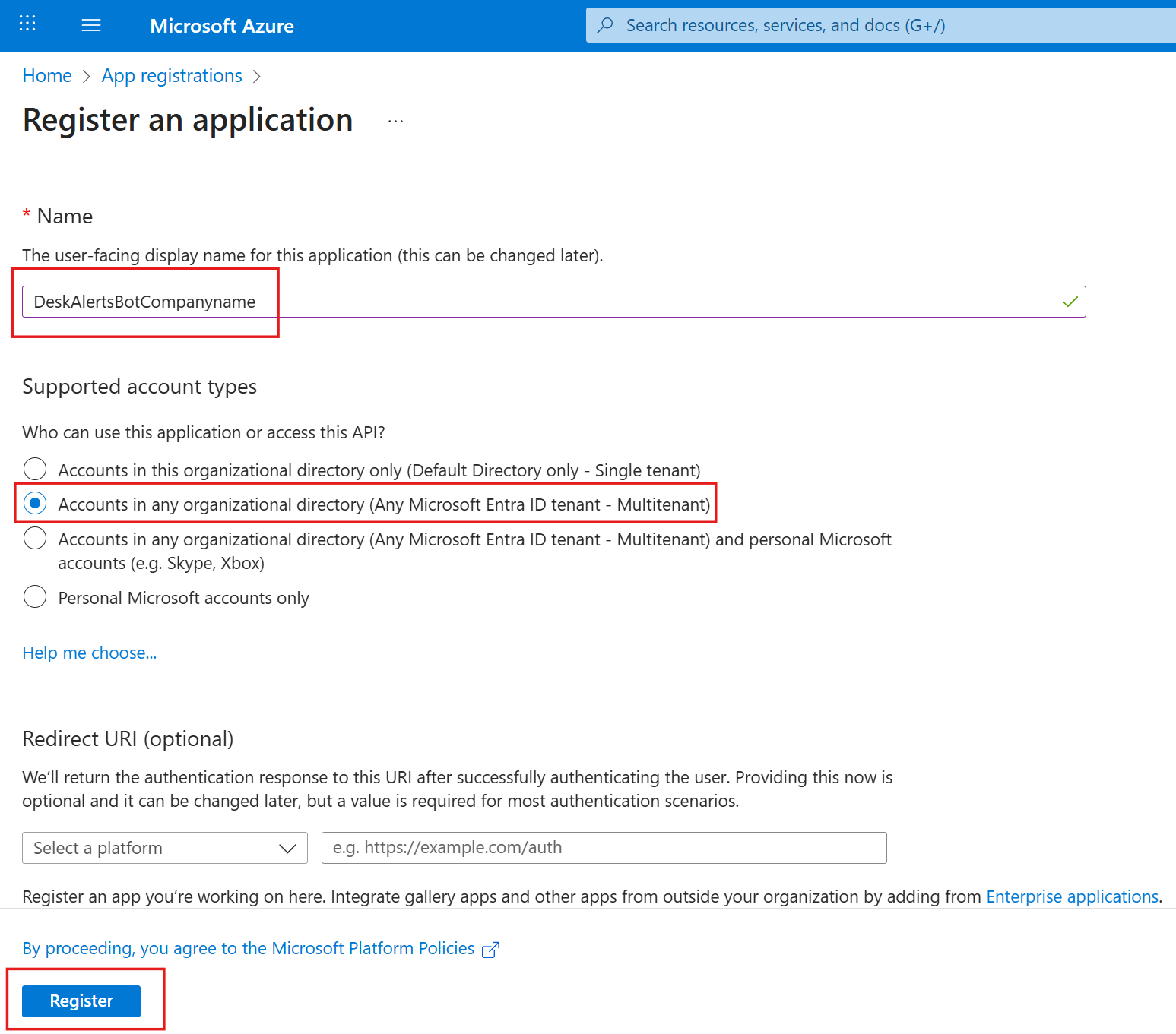 Configure account type
