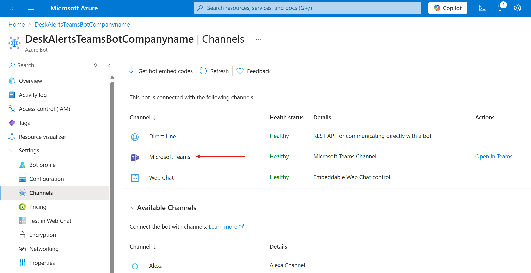 verify teams channel
