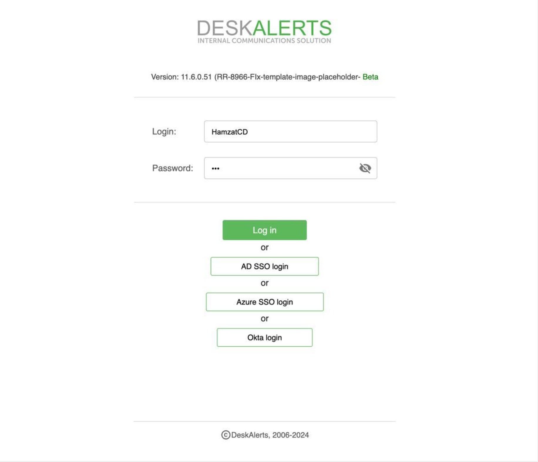 DeskAlerts Control Panel Login