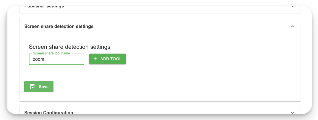 Screen share detection settings