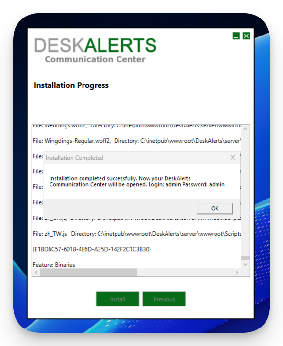 Installation Complete